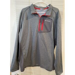 Columbia Klamath Range II‎ Half Zip Fleece Pullover Sweatshirt Mens XL Gray Red